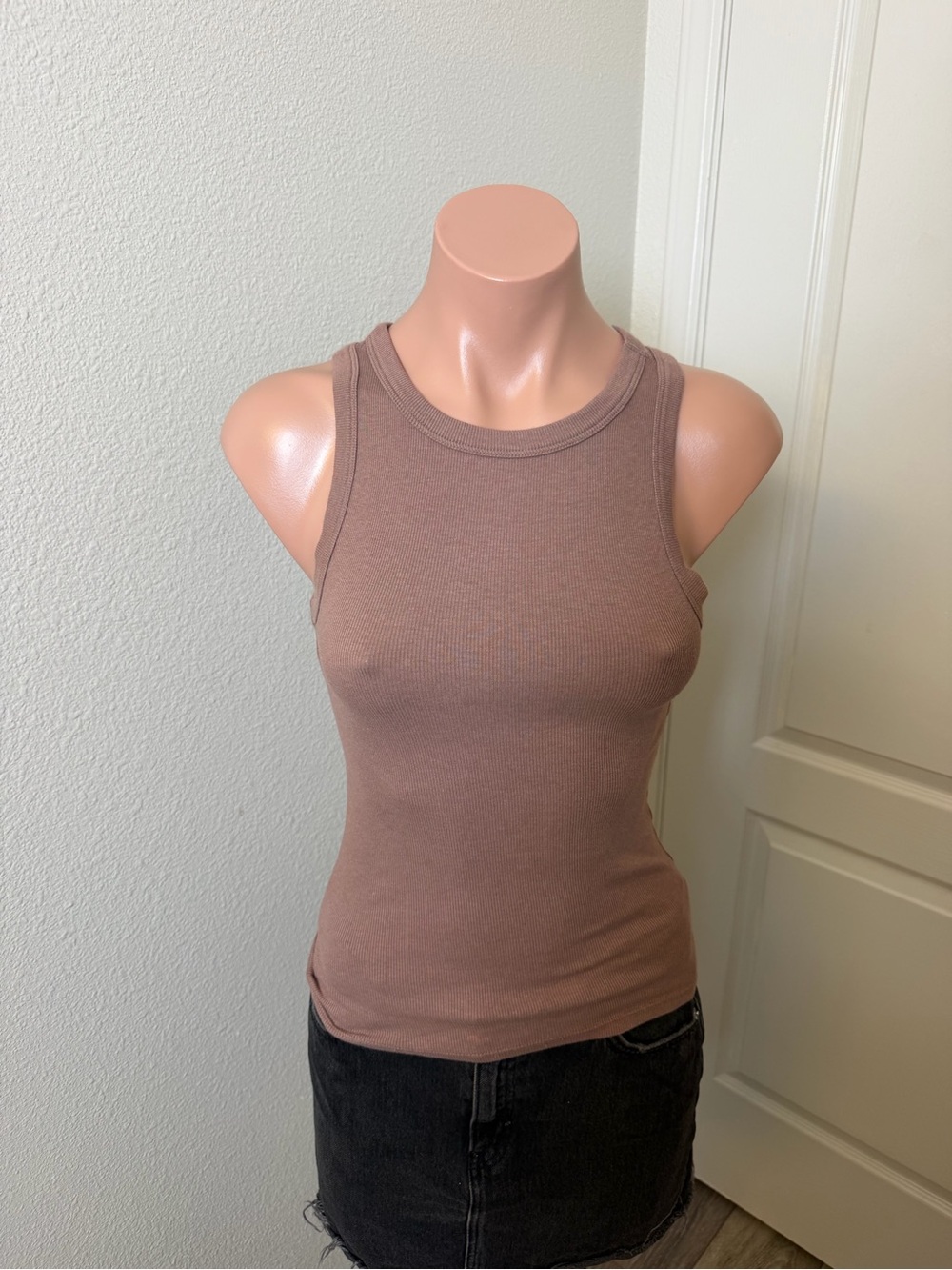 a new day Ribbed Tank Top - Dusty Mauve